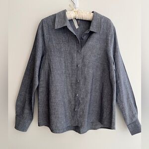 CULTURE Linen Cotton Blend Long Sleeve Button Front Shirt Coastal Grandma Casual